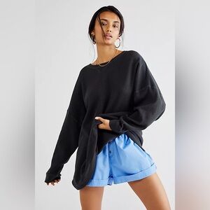 Free People Early Night Thermal Pullover in Charcoal (Size: M)